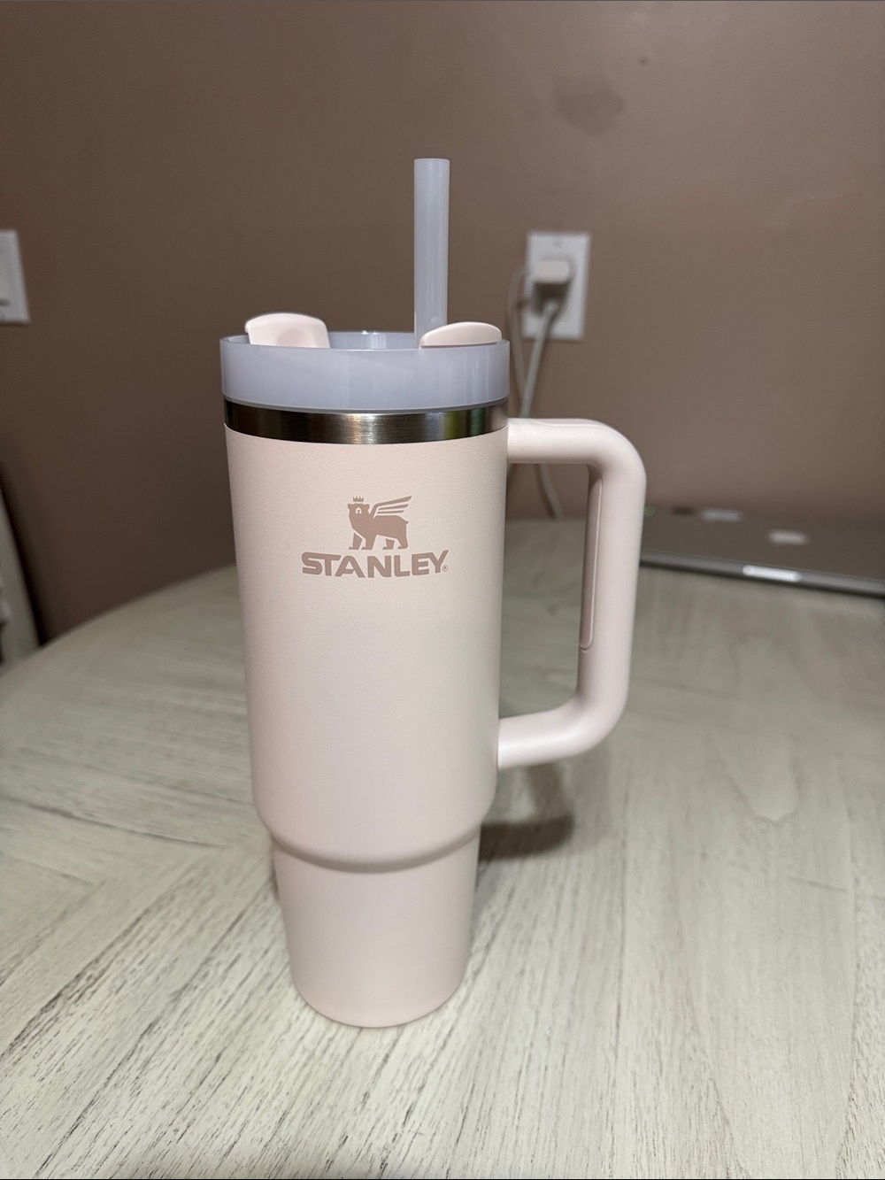 Stanley light pink Travel Tumbler with Handle and Straw 30 oz.